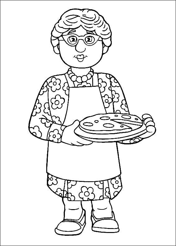 Coloring Woman with pie. Category coloring. Tags:  woman , pie.
