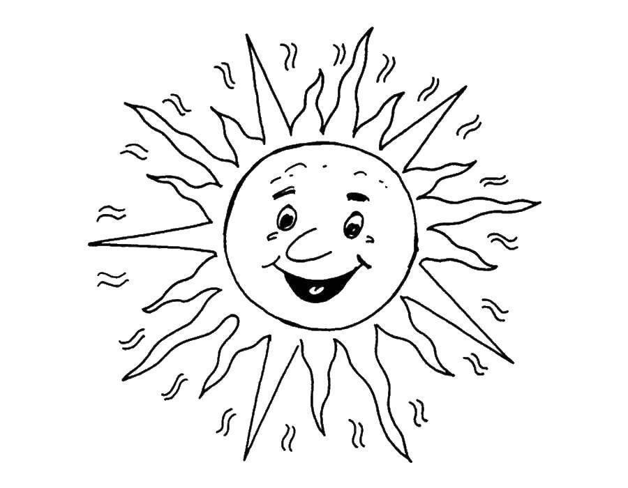 Название: Раскраска Солнце улыбка. Категория: погода. Теги: солнце лучи.