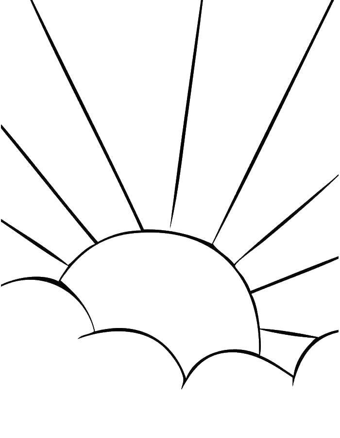 Coloring Sun in the clouds. Category weather. Tags:  clouds, sun.