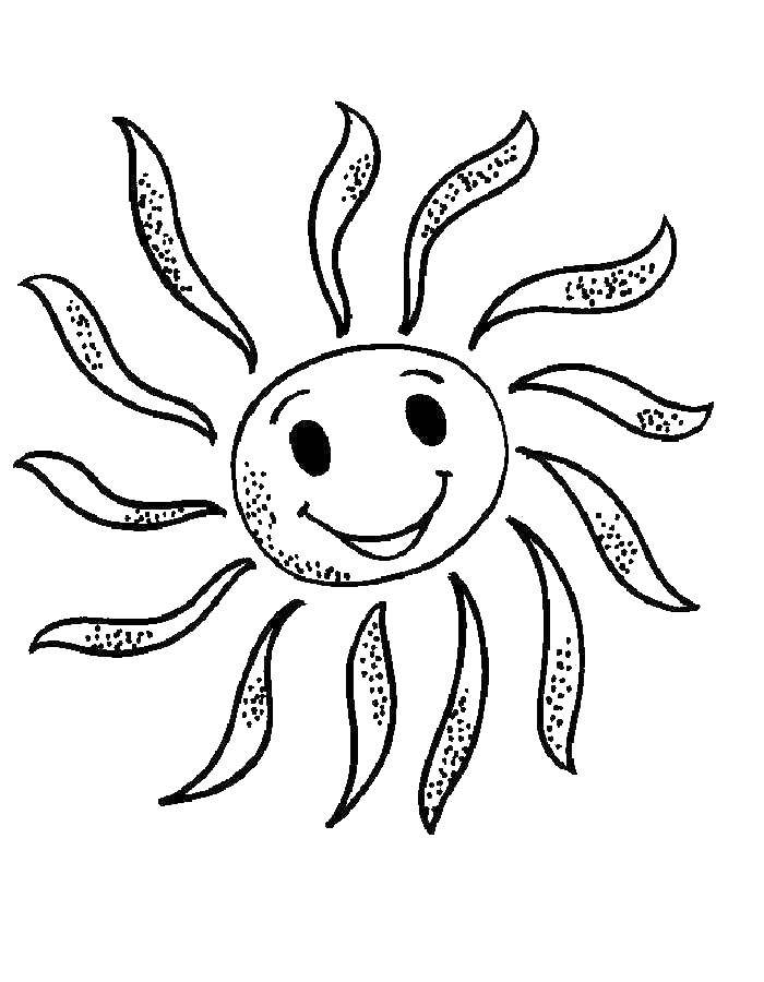 Coloring Sunshine and smile. Category weather. Tags:  smiling sun.