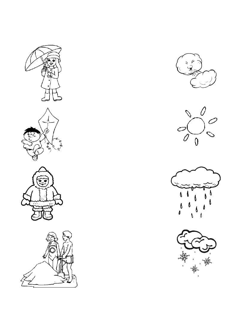 Розмальовки  Персонажі. Завантажити розмальовку персонажі, хмара, сонце.  Роздрукувати ,розфарбовування фігур,