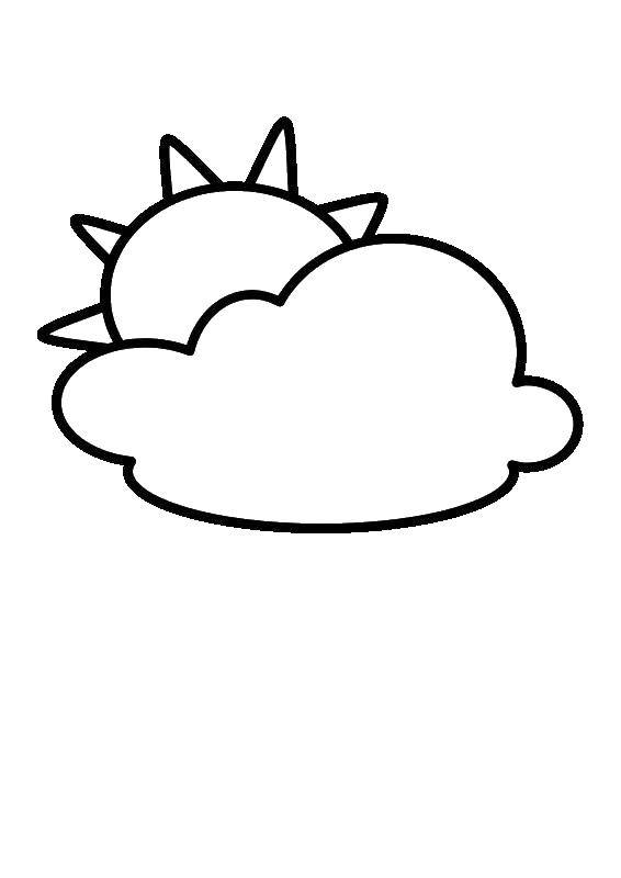 Название: Раскраска Солнце в облаках. Категория: погода. Теги: солнце, облака.