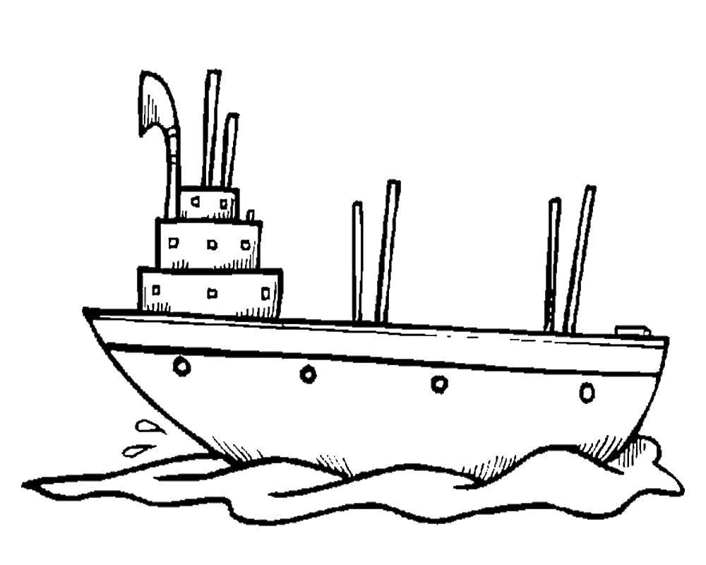 Coloring A huge ship. Category the sea. Tags:  Boat, sea.