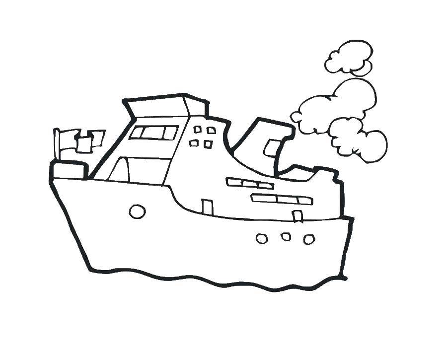 Coloring Steamer. Category marine. Tags:  Boat, sea.