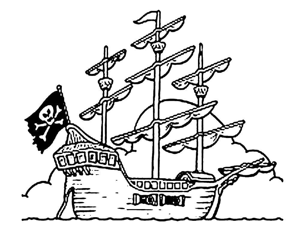 Название: Раскраска Пиратскйи корабль. Категория: корабли. Теги: корабль, пираты.