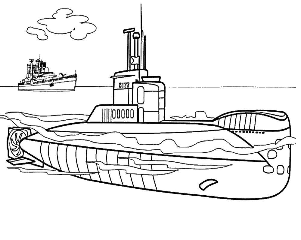Название: Раскраска Подводная лодка. Категория: корабли. Теги: лодка подводная.