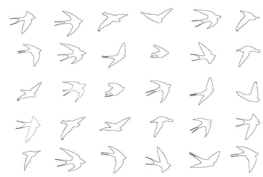 Coloring The flight of swallows. Category The contours for cutting out the birds. Tags:  swallows.