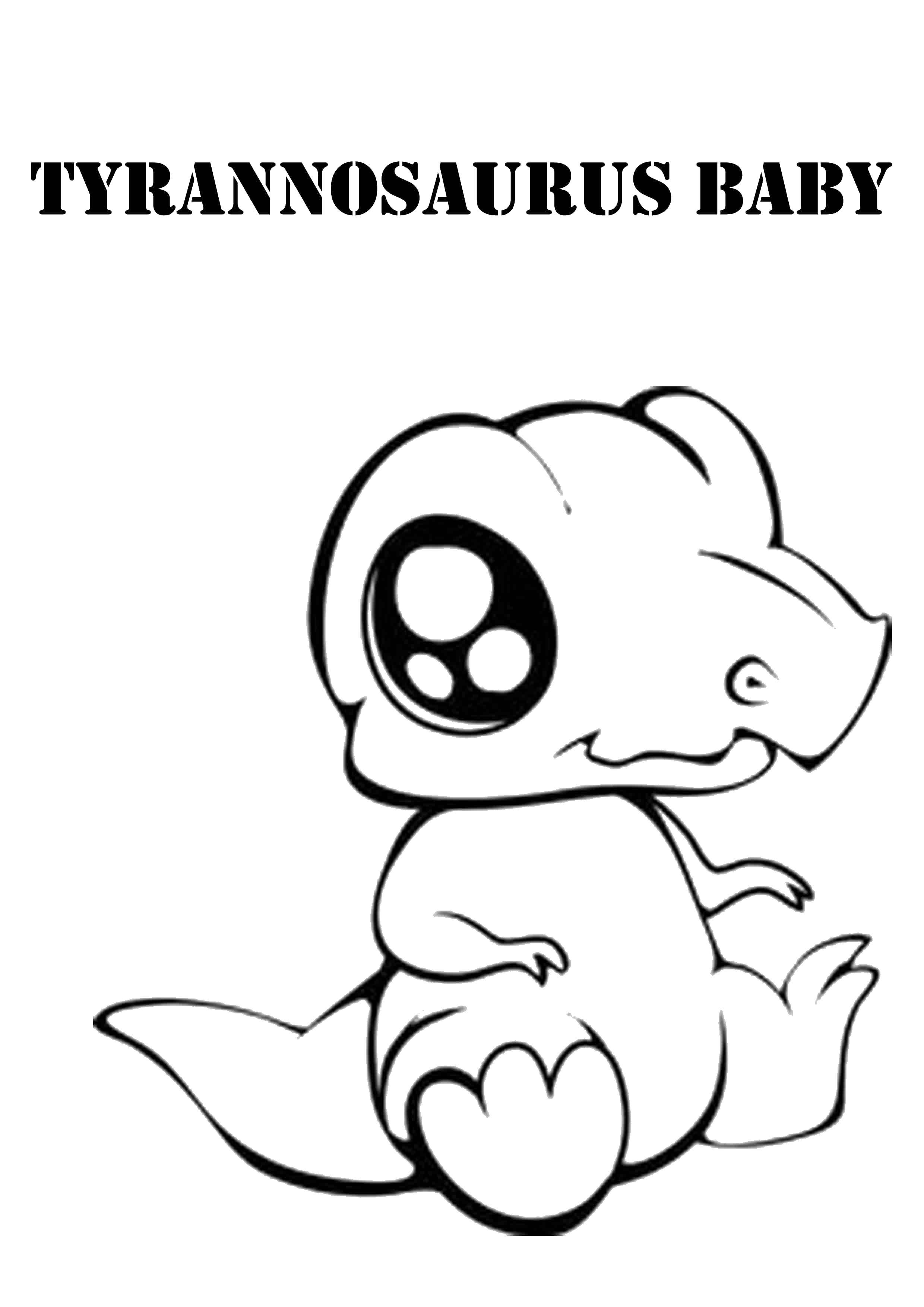 Название: Раскраска Малыш тираннозавра. Категория: Раскраски для малышей. Теги: Динозавры.
