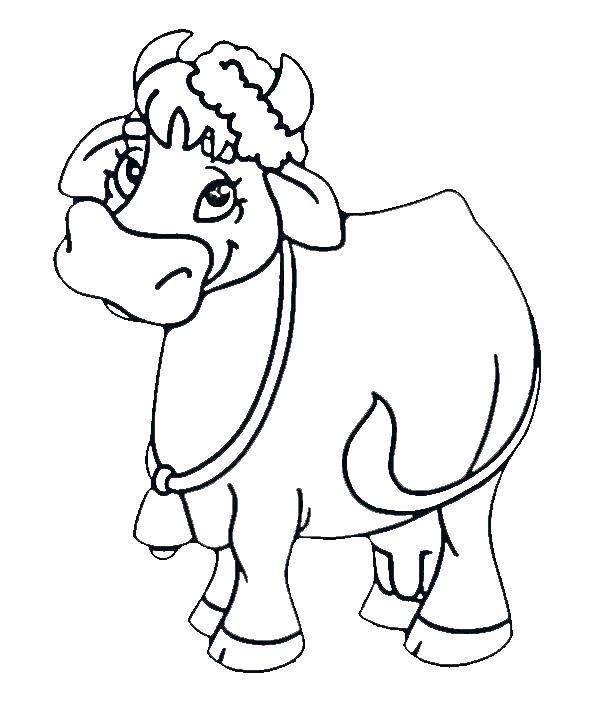 Название: Раскраска Коровка с колокольчиком. Категория: домашние животные. Теги: Животные, корова.