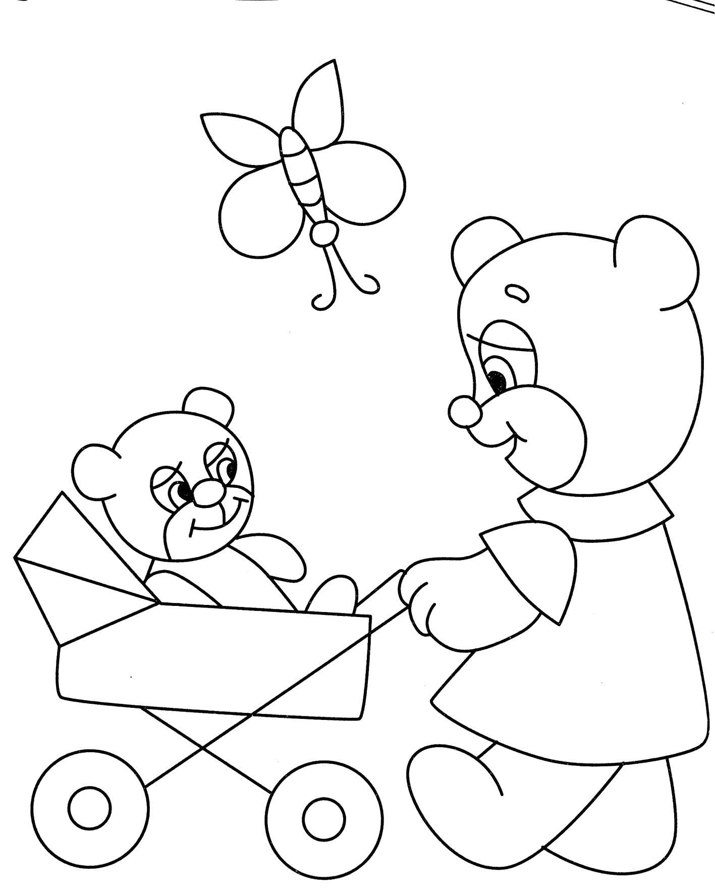 Название: Раскраска Мама медведица с медвежонком. Категория: детеныши животных. Теги: Детёныш, медвежонок.
