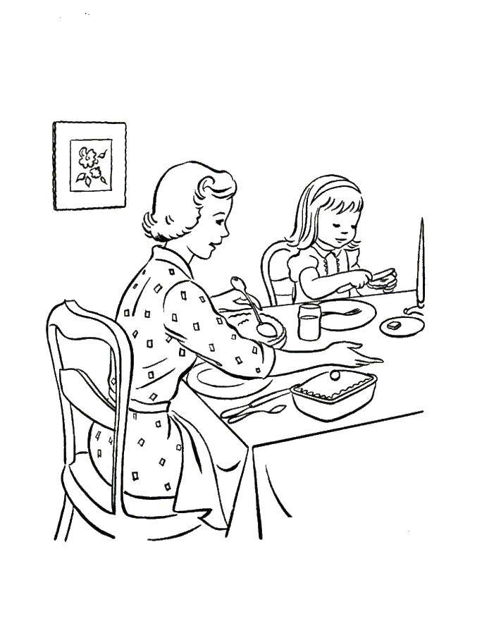 Coloring Family dinner. Category Family. Tags:  Family, parents, children.