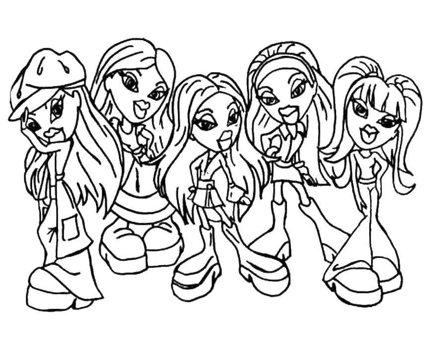 Coloring Bratz. Category coloring pages for girls. Tags:  Doll, fashionista, fashion.