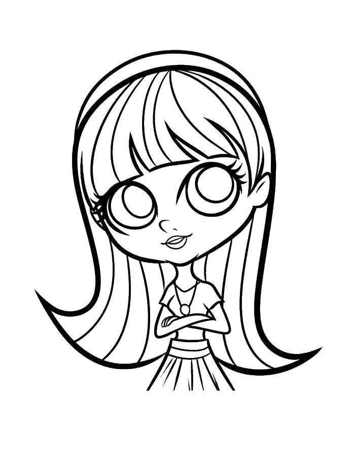 Coloring Long-haired beauty. Category coloring pages for girls. Tags:  Doll, fashionista, fashion.