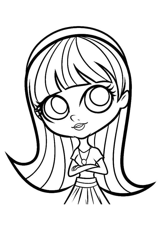 Coloring Long-haired beauty. Category coloring pages for girls. Tags:  Doll, fashionista, fashion.