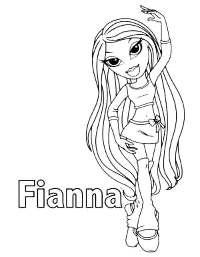 Coloring Fianna from bratz. Category coloring pages for girls. Tags:  Doll, "Bratz".