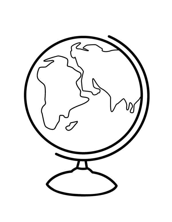 Coloring Globe. Category school. Tags:  School supplies, globe.