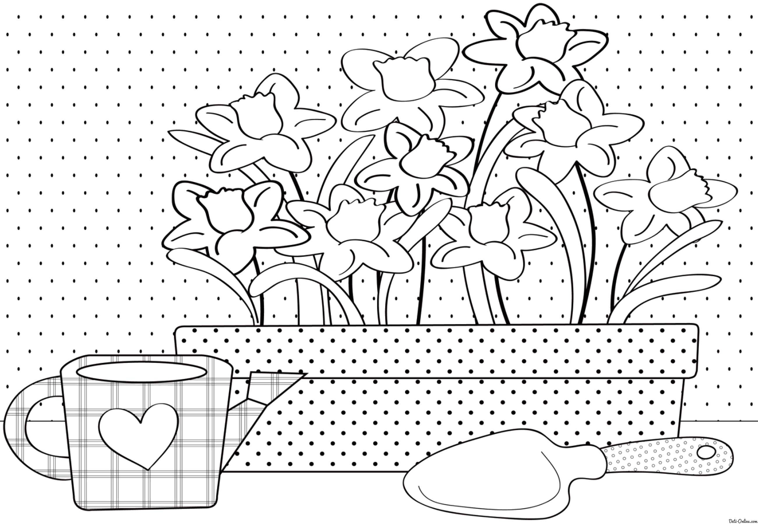 Coloring A pot of flowers. Category spring. Tags:  flowers.