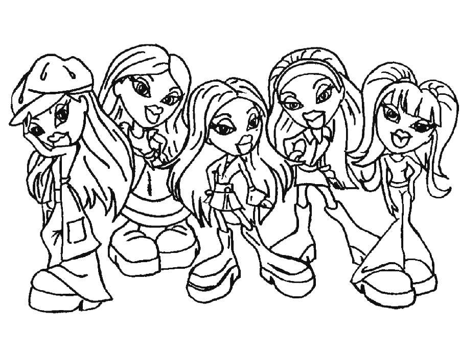 Coloring Bratz dolls. Category coloring pages for girls. Tags:  Doll, "Bratz".
