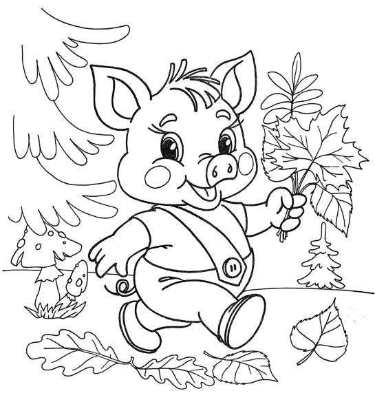 Coloring Pig in the fall. Category Animals. Tags:  Animals, pig.