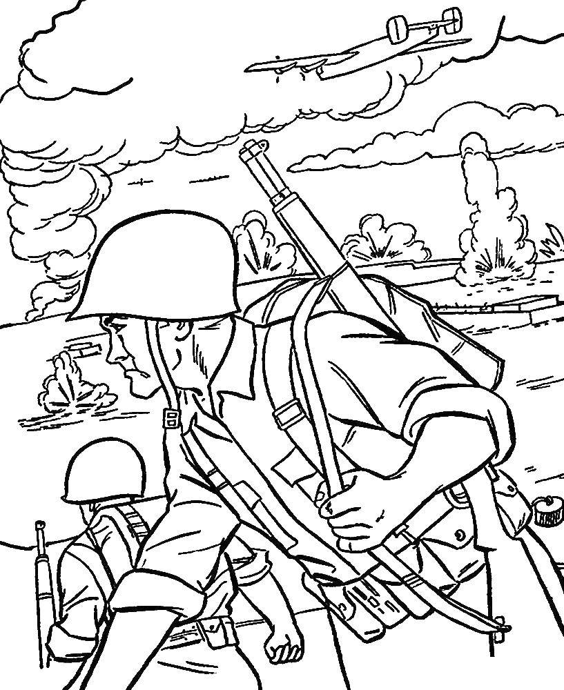 Coloring War. Category military. Tags:  War, soldiers, tank.