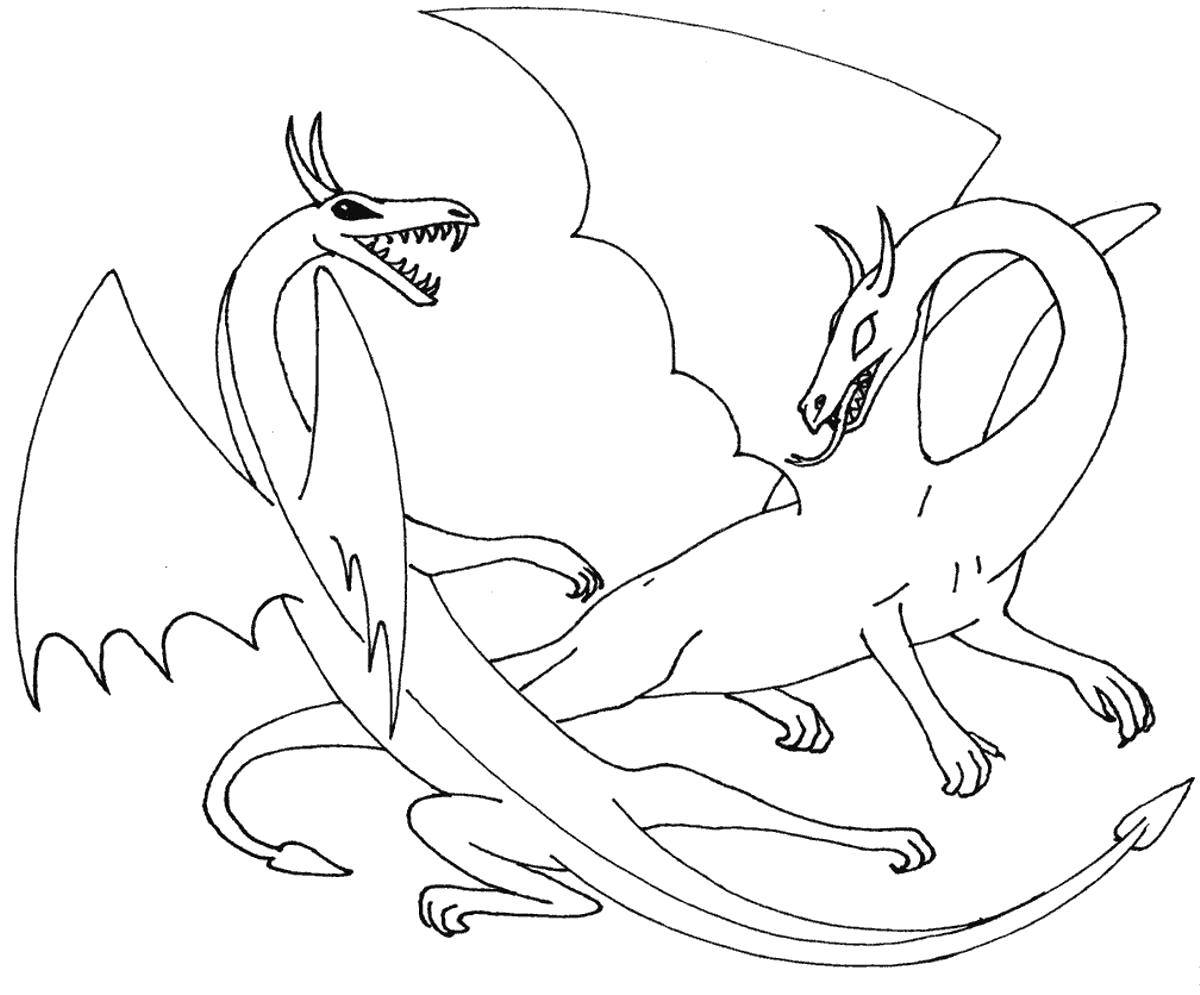 Coloring Fight dragons. Category Dragons. Tags:  Dragons.