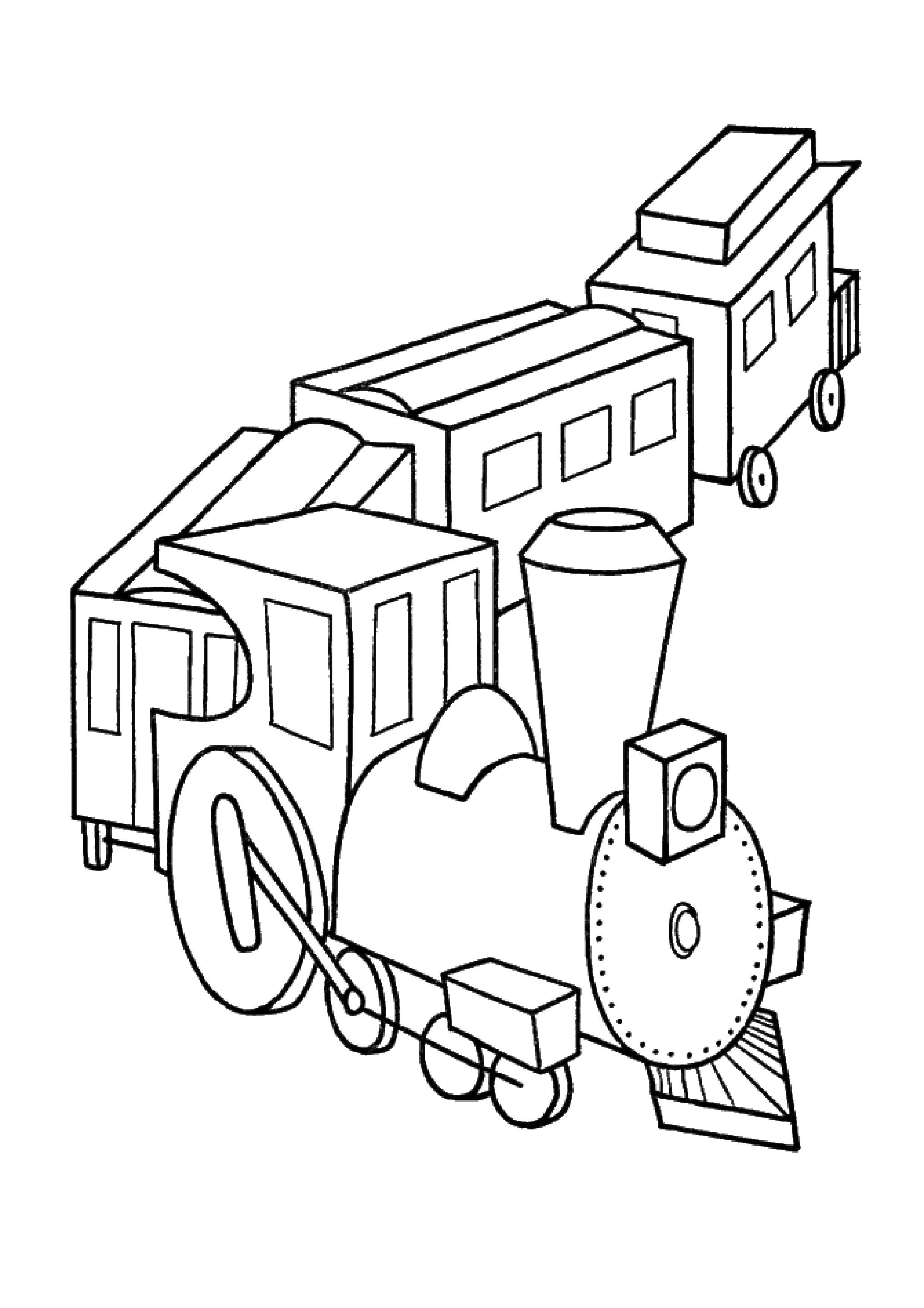 Coloring Train with wagons. Category train. Tags:  train.