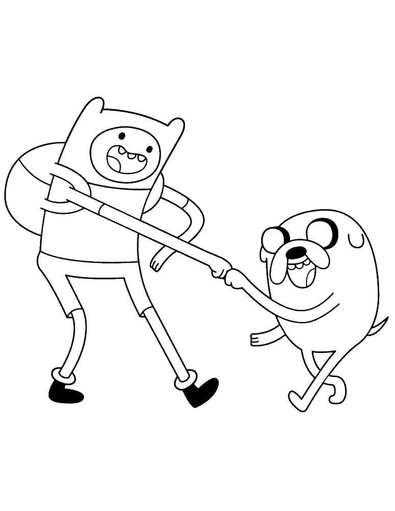 Coloring Finn and Jake. Category adventure time. Tags:  The character from the cartoon, "Adventure Time".