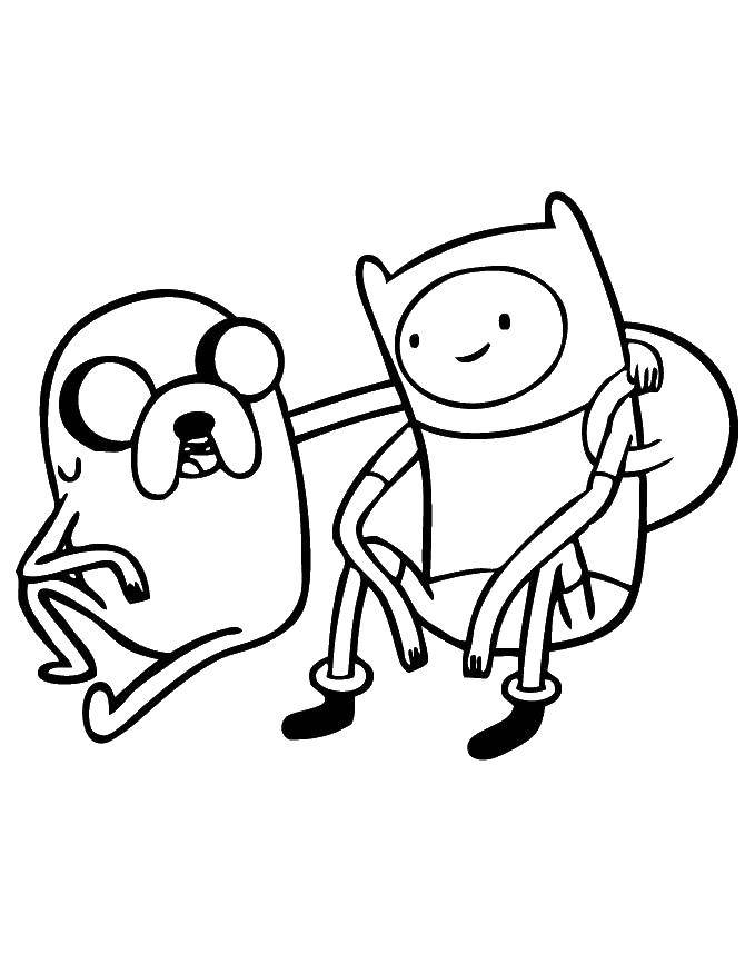 Coloring Finn and Jake. Category Characters cartoon. Tags:  The character from the cartoon, "Adventure Time".