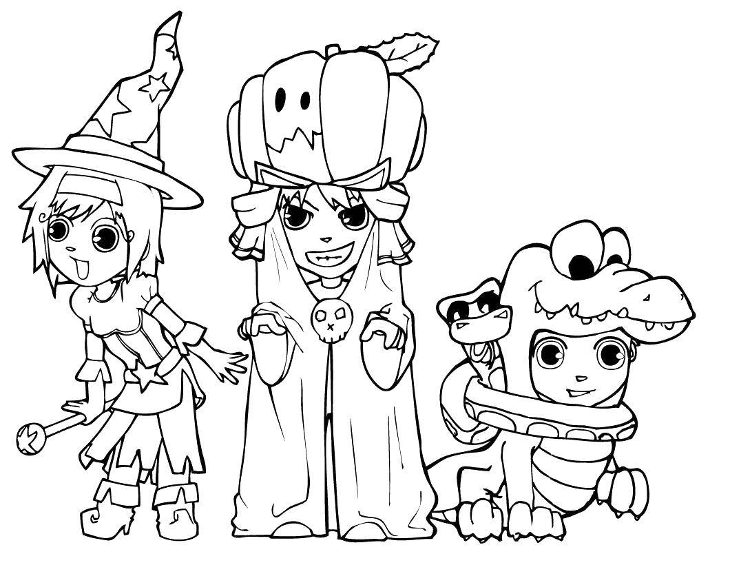 Coloring Halloween costumes. Category Halloween. Tags:  Halloween, Ghost, pumpkin.