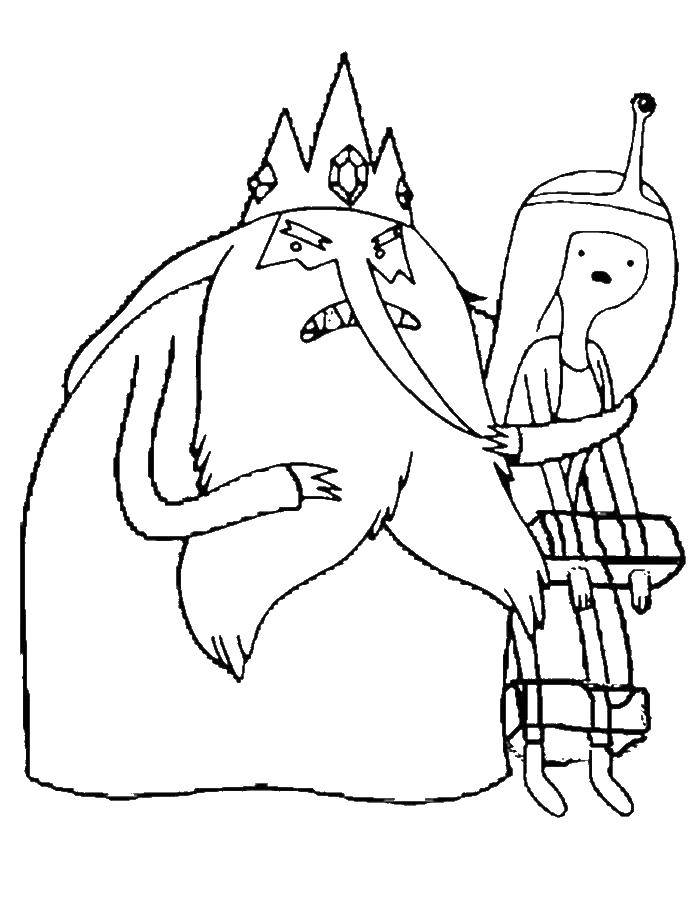 Coloring The ice king has caught Princess bubblegum. Category adventure time. Tags:  The character from the cartoon, "Adventure Time".