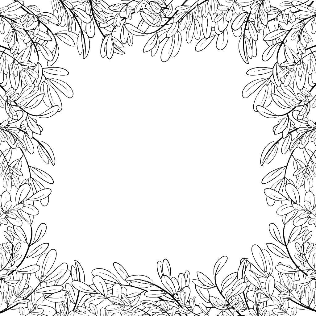 Coloring Frame made of leaves. Category The contours of the leaves. Tags:  leaves.
