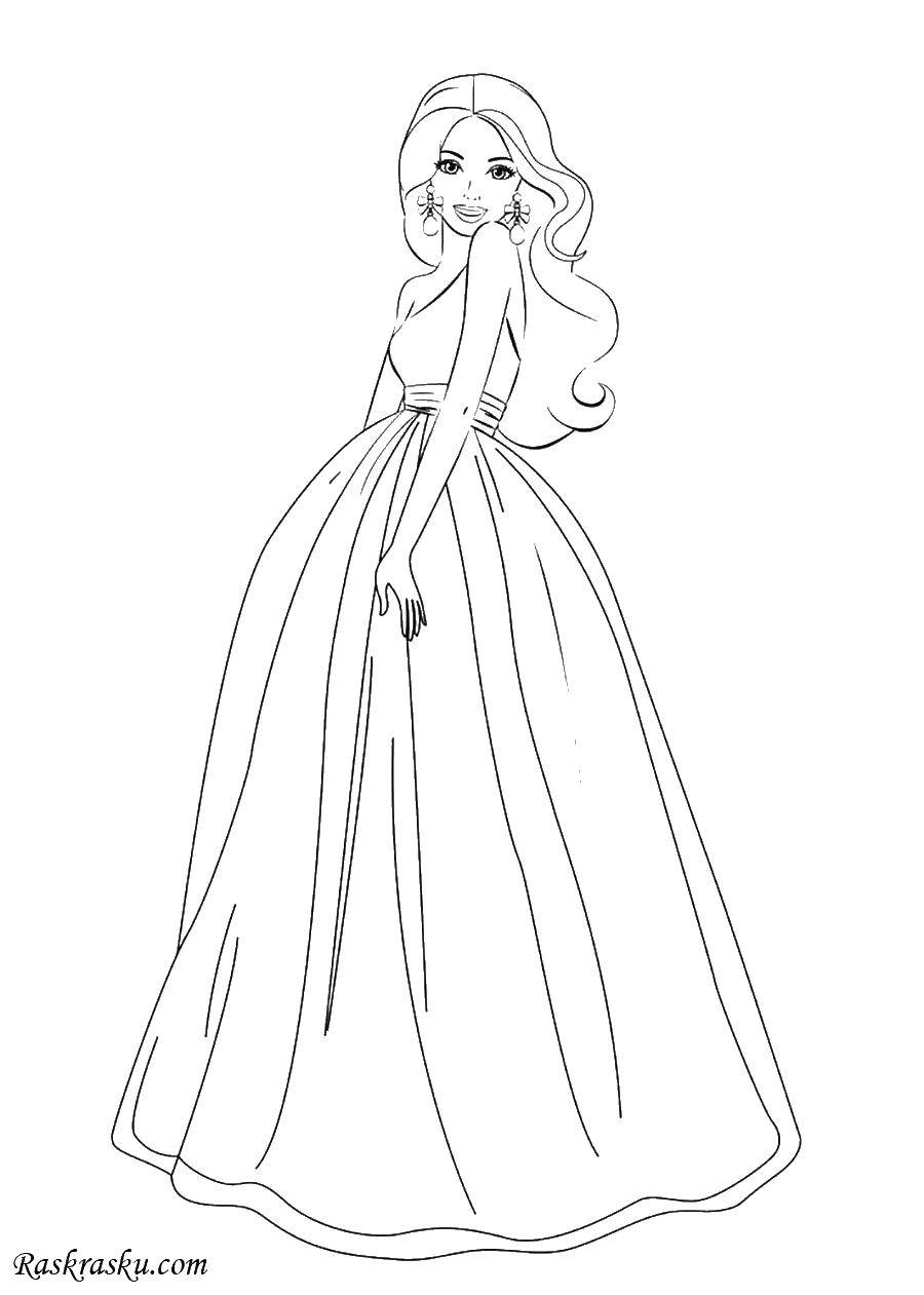 Название: Раскраска Принцесса платье. Категория: свадебные платья. Теги: принцесса, платье.