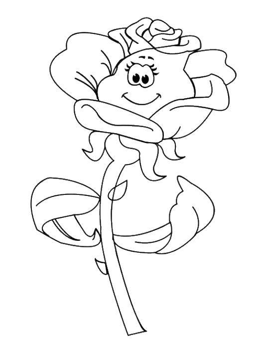 Название: Раскраска Цветок роза. Категория: Персонажи из мультфильма. Теги: цветок.