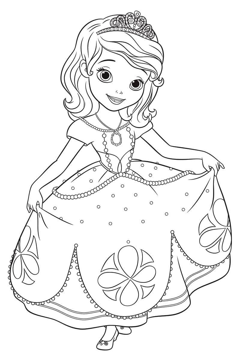 Название: Раскраска Маленькая принцесса. Категория: бальные платья. Теги: Принцесса, платье.