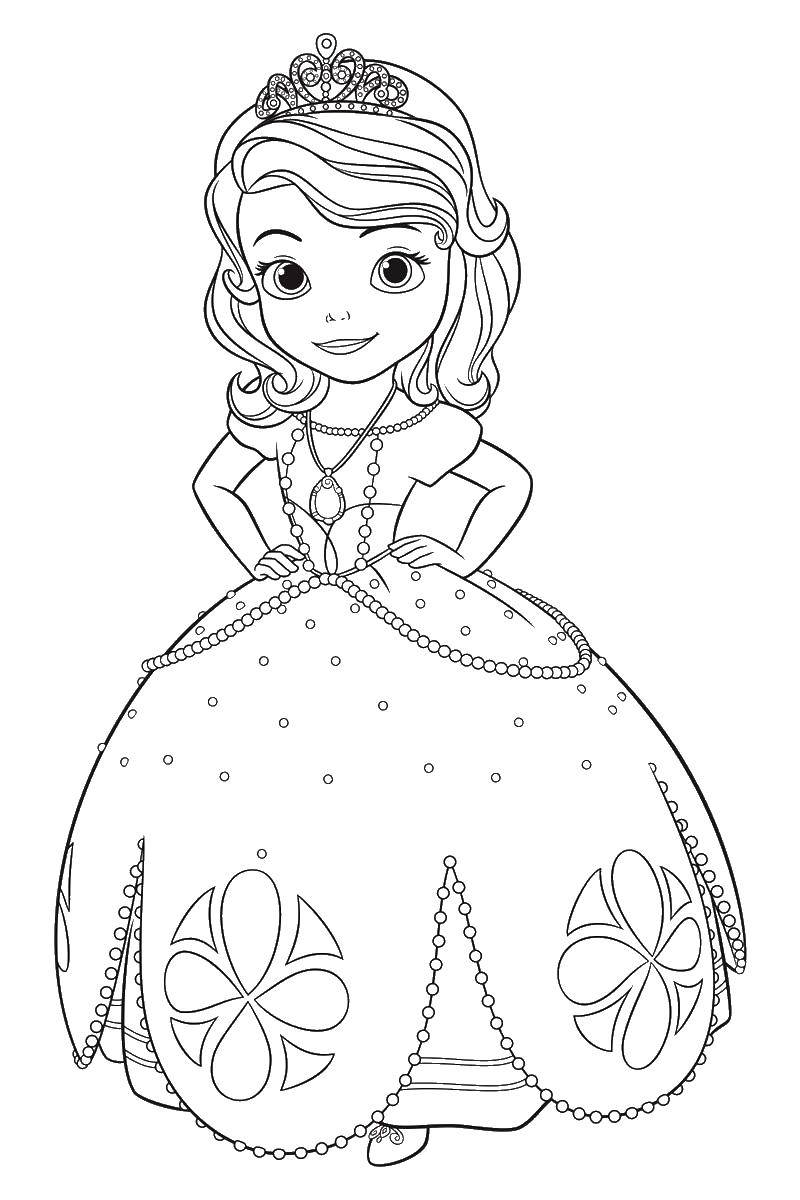Название: Раскраска Маленькая принцесса. Категория: Принцессы. Теги: Принцесса, платье.