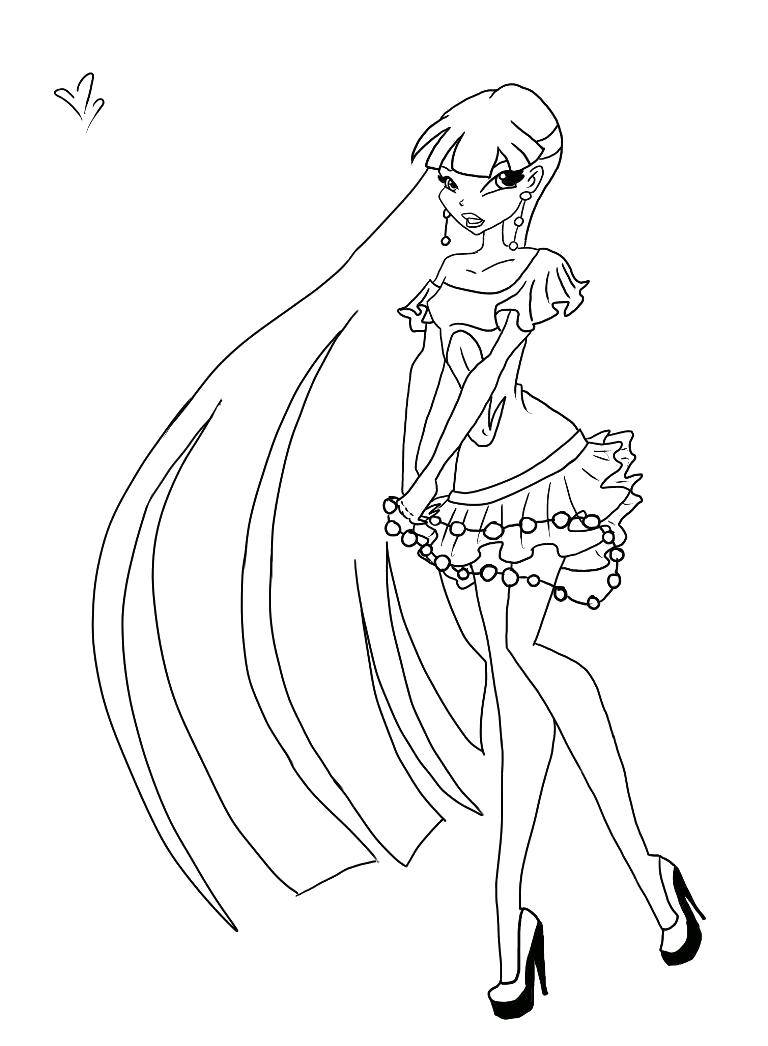 Coloring Stella from winx cartoon. Category Cartoon character. Tags:  Character cartoon, Winx.