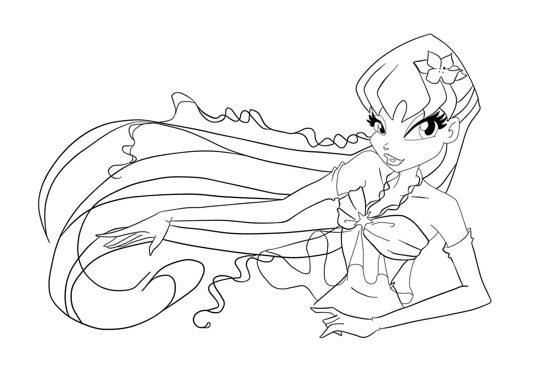 Coloring Stella from winx cartoon. Category fairy. Tags:  Character cartoon, Winx.