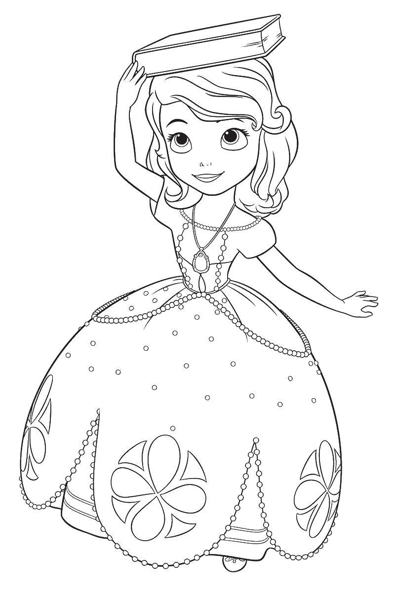 Coloring Cinderella with a book. Category the character of the tales. Tags:  the book, Cinderella.