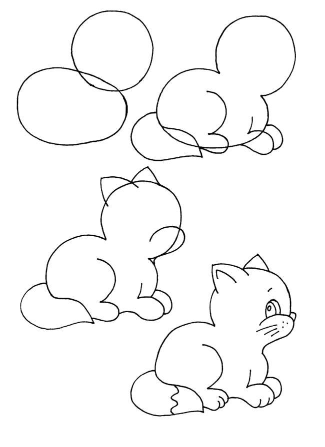 Coloring Gradually draw the kitten. Category how to draw an animal in stages. Tags:  Animals, kitten.