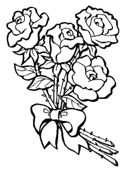 Название: Раскраска Букет из чудесных роз. Категория: цветы. Теги: Цветы, розы, букет.
