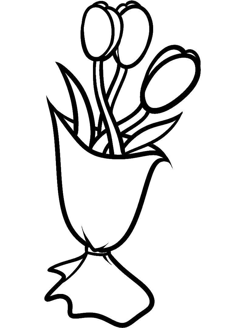 Название: Раскраска Букет тюльпанов. Категория: цветы. Теги: Цветы, букет, тюльпаны.