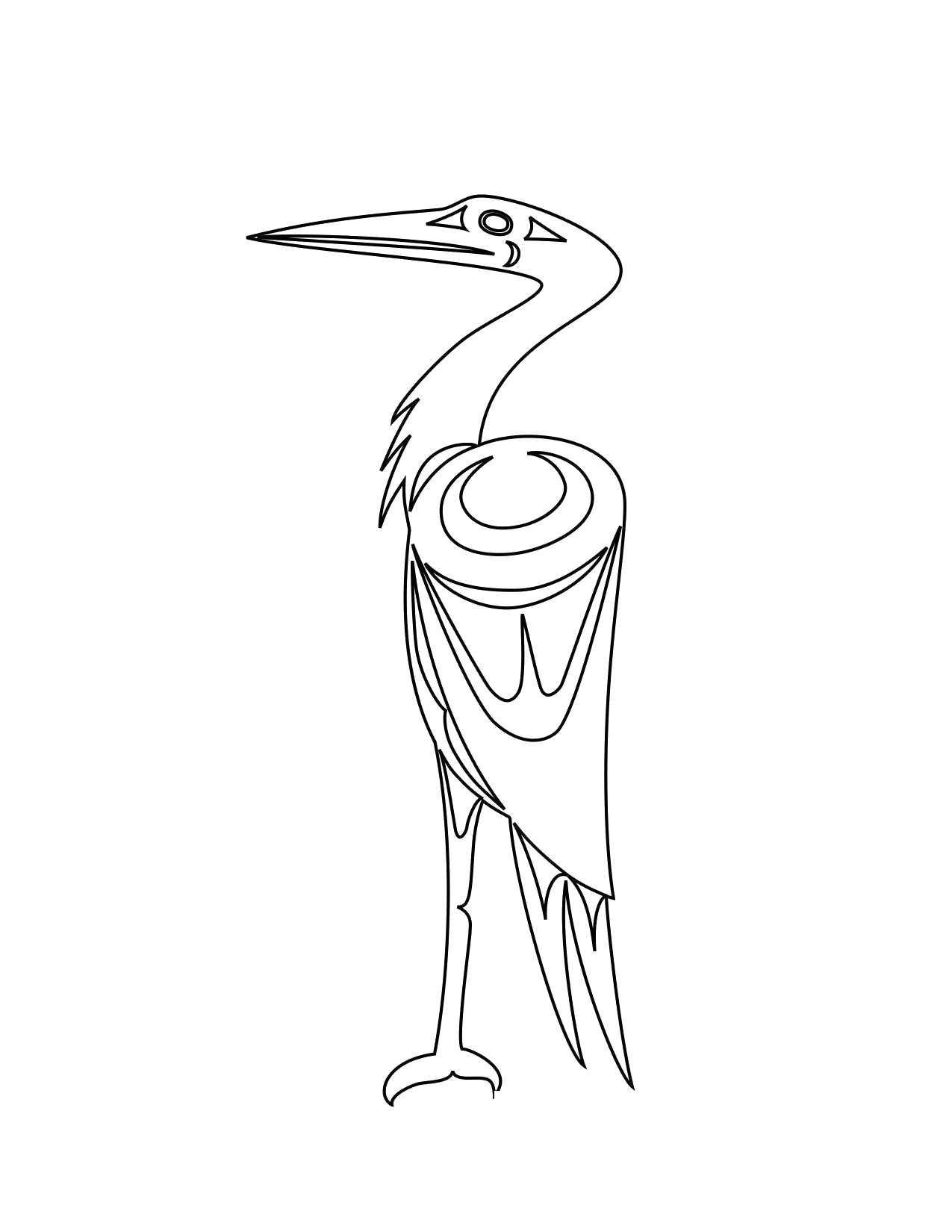 Coloring Heron on one leg. Category The contours for cutting out the birds. Tags:  Heron.