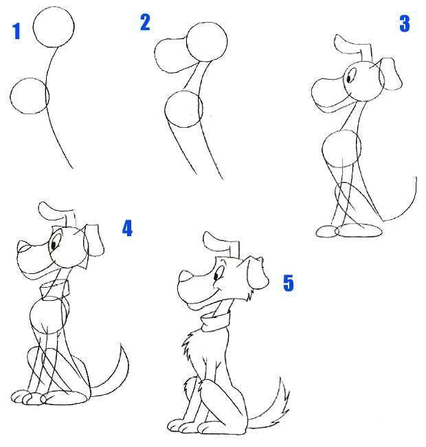 Coloring Gradually draw the dog. Category how to draw by stages in pencil. Tags:  Animals, dog.