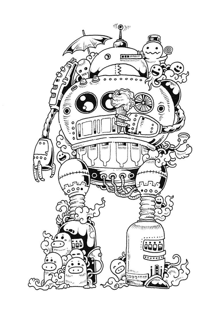 Название: Раскраска Роботы. Категория: робот. Теги: Робот.