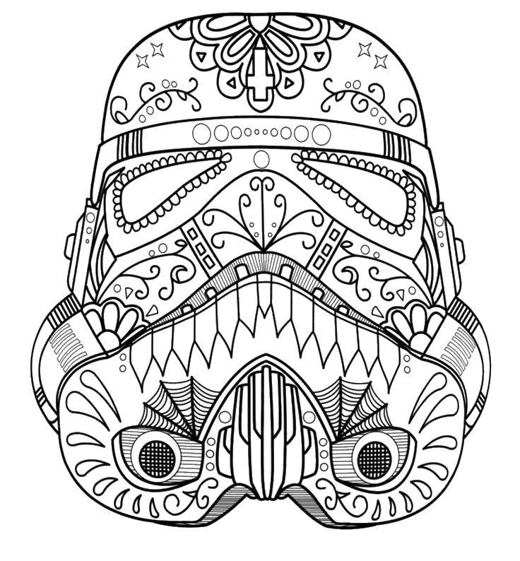 Coloring Patterned helmet Darth Vader. Category patterns. Tags:  Patterns, flower, geometric.