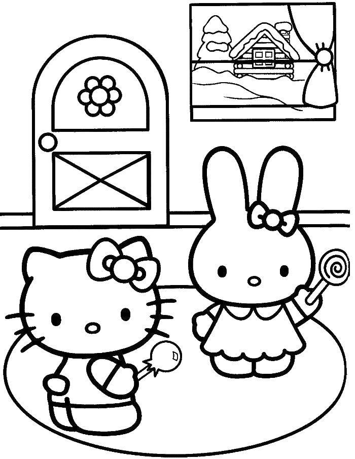 Coloring Kitty and Bunny. Category Hello Kitty. Tags:  Hello Kitty.