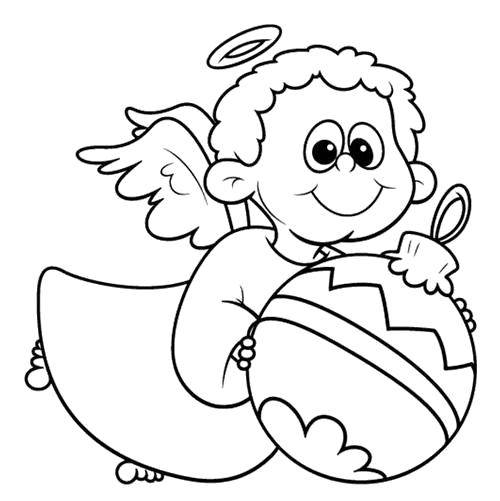 Coloring Angel with Christmas tree toy. Category Christmas. Tags:  Christmas, Christmas toy.