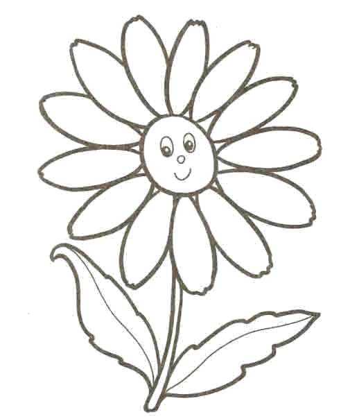 Coloring Happy Daisy. Category Coloring pages for kids. Tags:  Flowers, chamomile.