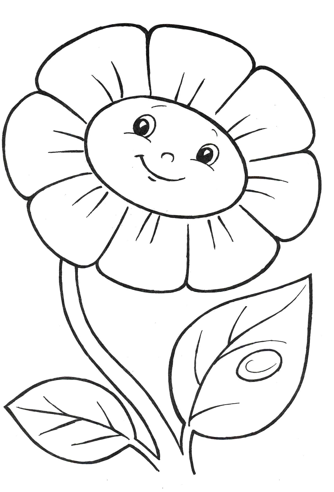 Coloring Smiling Daisy. Category coloring for little ones. Tags:  Flowers, chamomile.