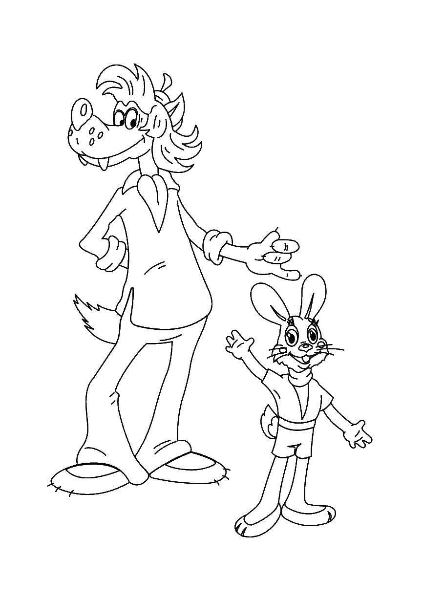 Coloring Wolf and hare from nu, pogodi!. Category Cartoon character. Tags:  Cartoon character, Wolf, "Well, Wait a minute!", hare.
